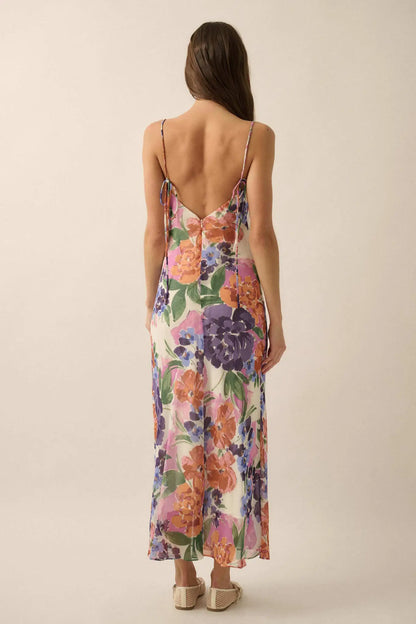 Living Lush Floral Chiffon Cowl-Neck Maxi Dress
