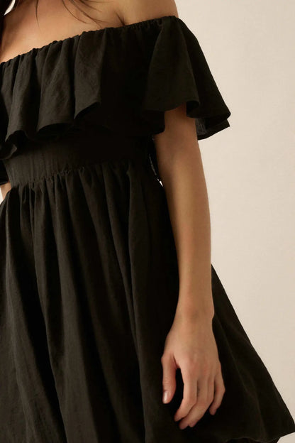 Natural Wonder Off-Shoulder Flounce Mini Dress