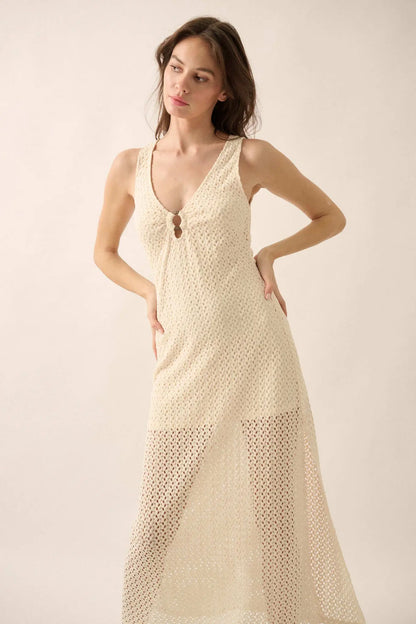 Chase the Sun Crochet Knit O-Ring Maxi Dress