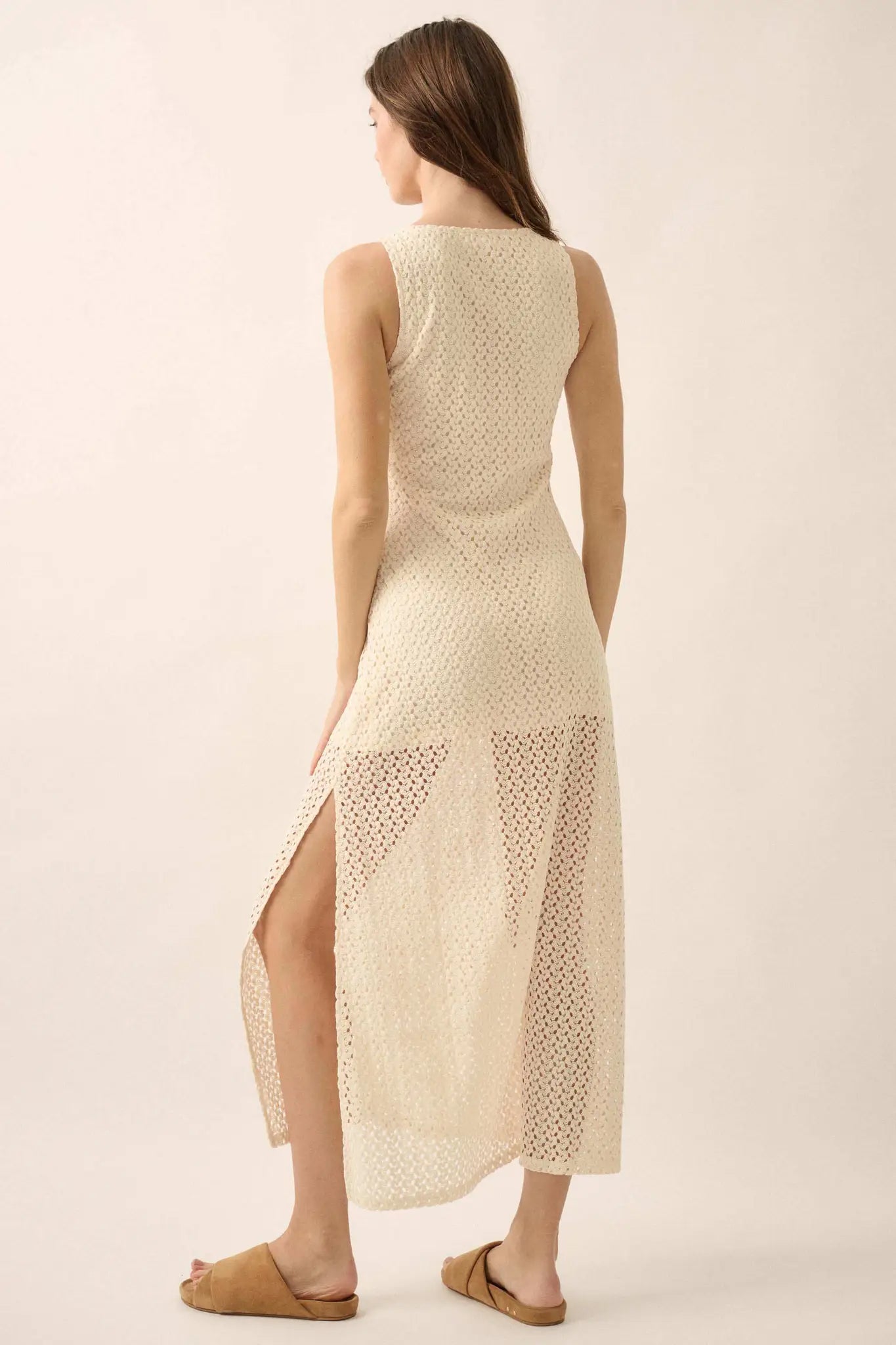 Chase the Sun Crochet Knit O-Ring Maxi Dress