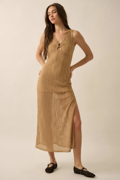 Chase the Sun Crochet Knit O-Ring Maxi Dress