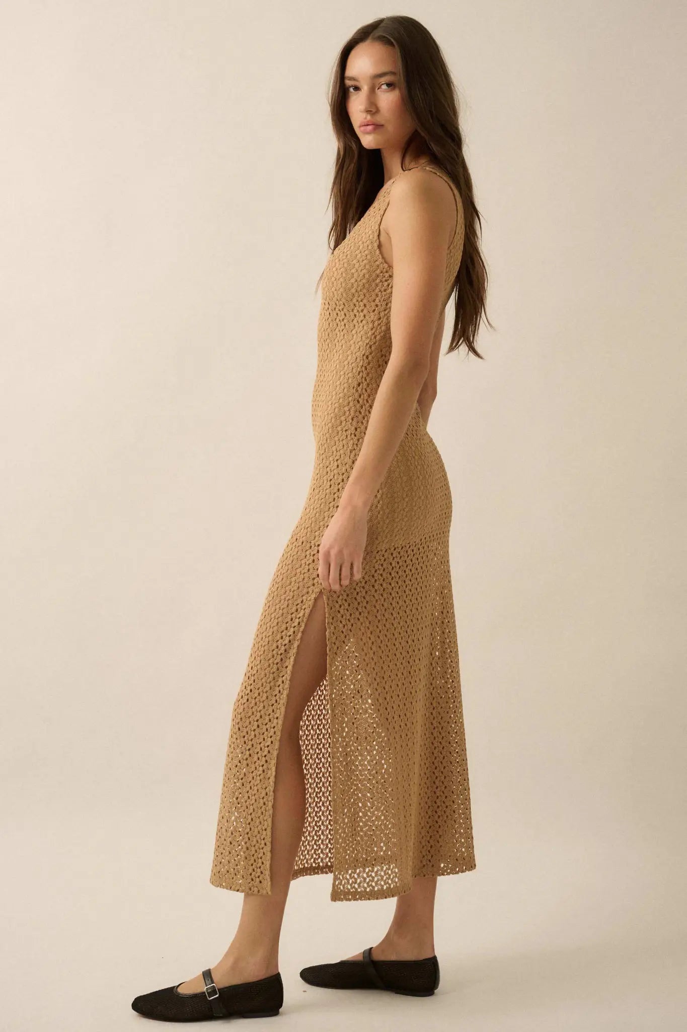 Chase the Sun Crochet Knit O-Ring Maxi Dress
