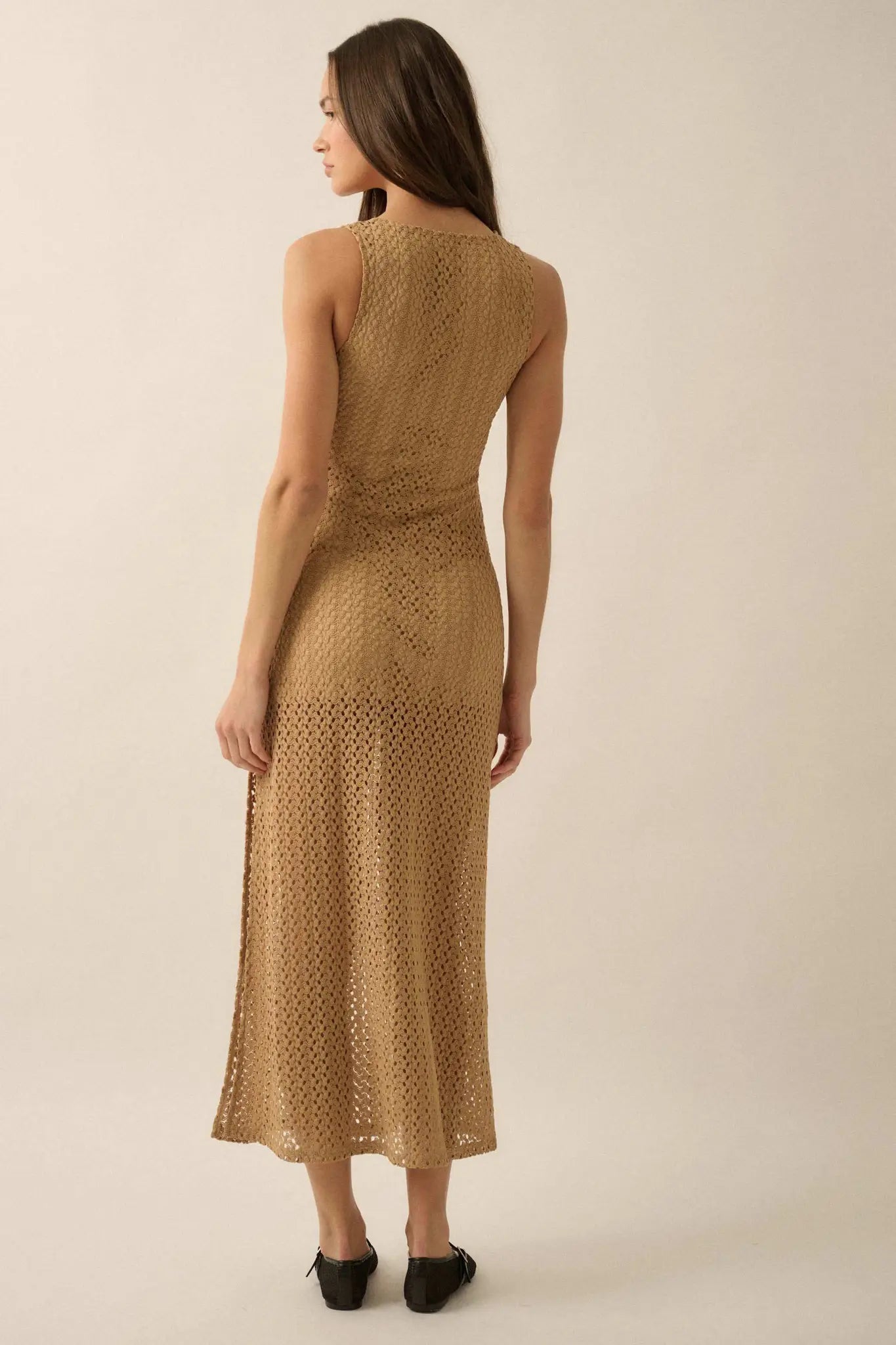 Chase the Sun Crochet Knit O-Ring Maxi Dress
