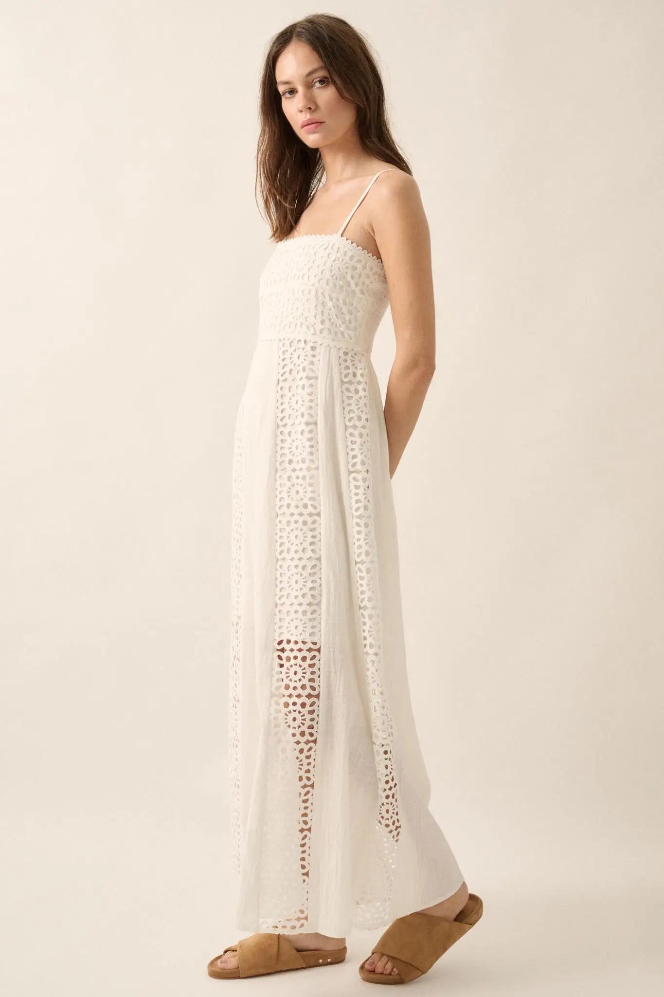 Beautiful Energy Lace-Inset High-Waist Maxi Dress