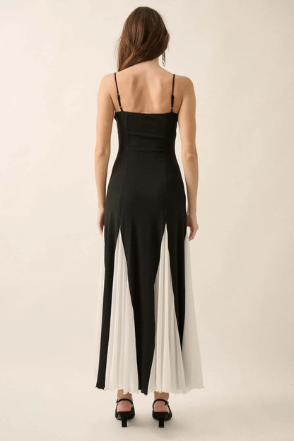 Modern Muse Rib-Knit and Mesh Godet Maxi Dress