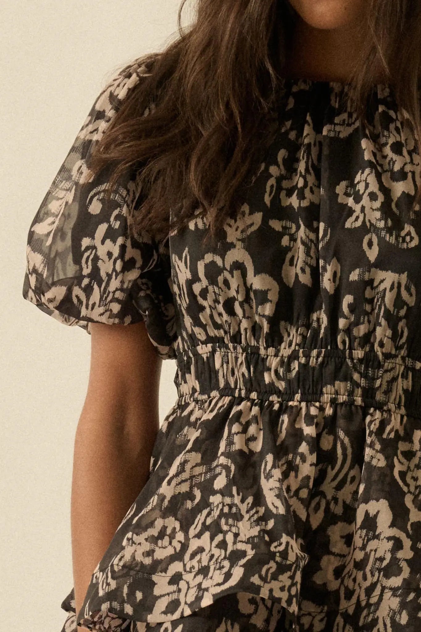 Graceful Blooms Floral Organza Tiered Mini Dress