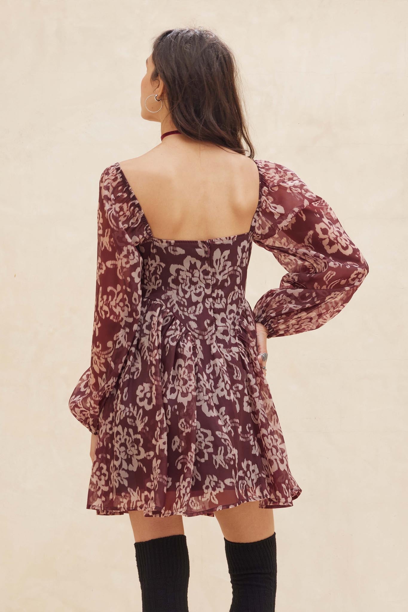 Flowering Grace Floral Organza Peplum Mini Dress