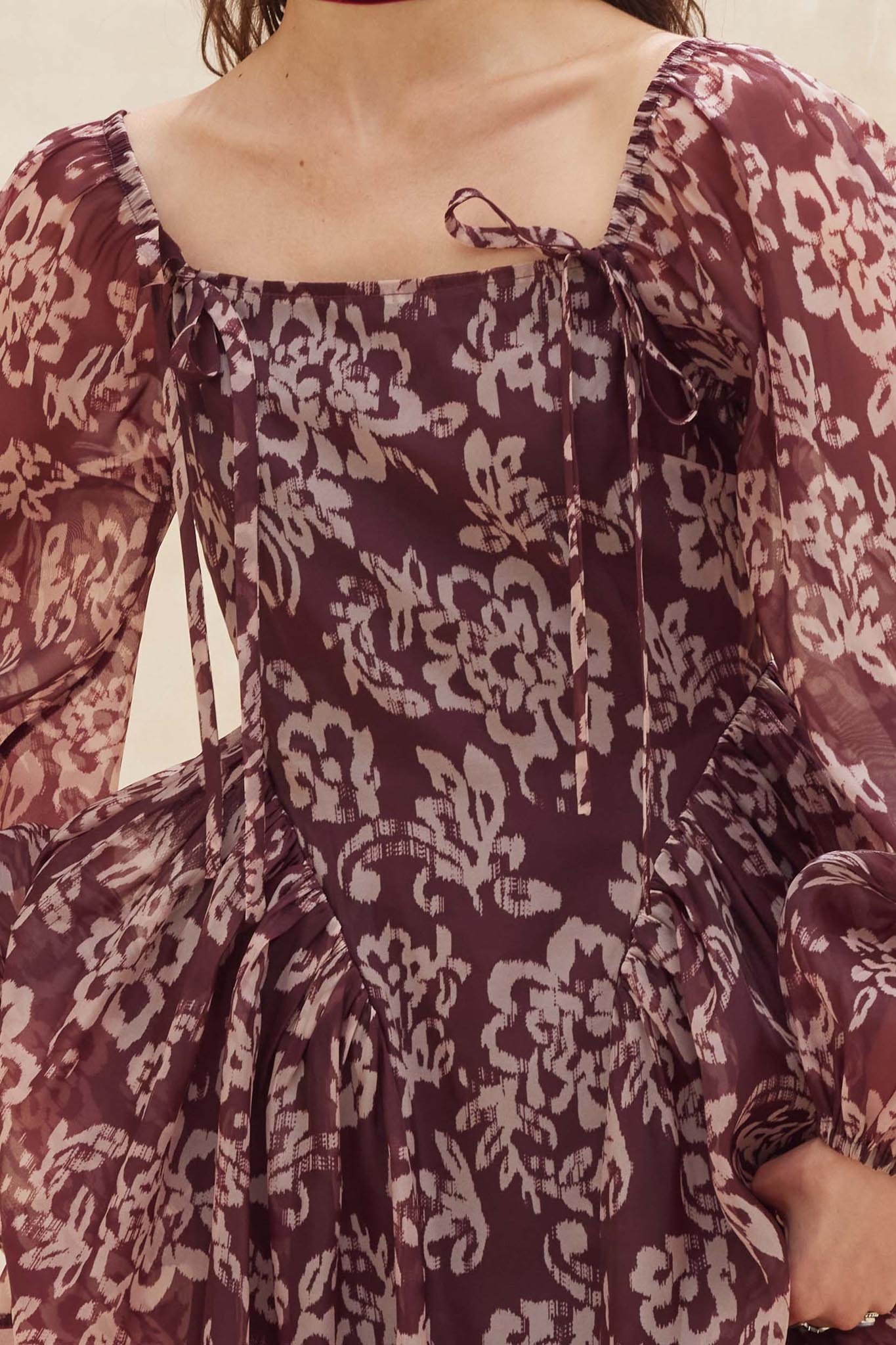 Flowering Grace Floral Organza Peplum Mini Dress