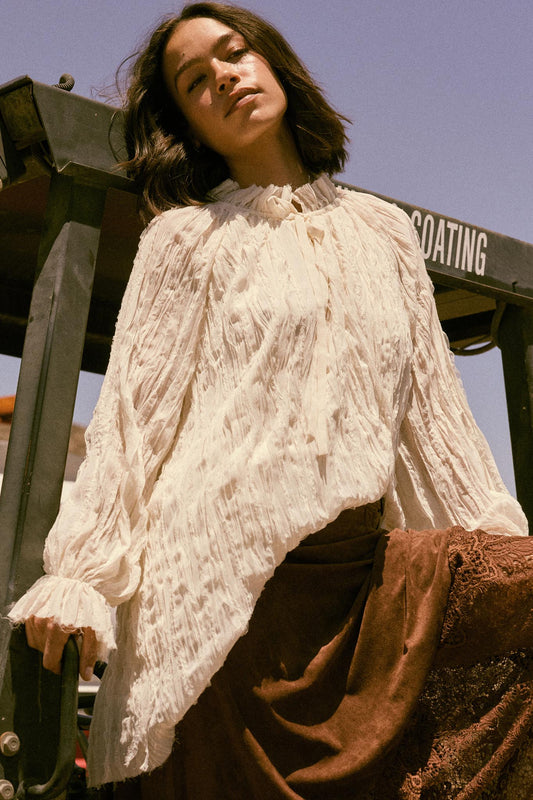 Gentle Whisper Raw-Edge Chiffon Ruffled Mini Dress