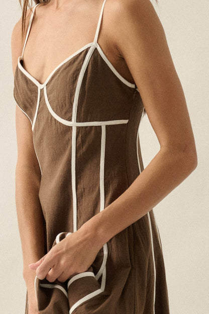 Just Breathe Cotton Piping-Trim Godet Maxi Dress