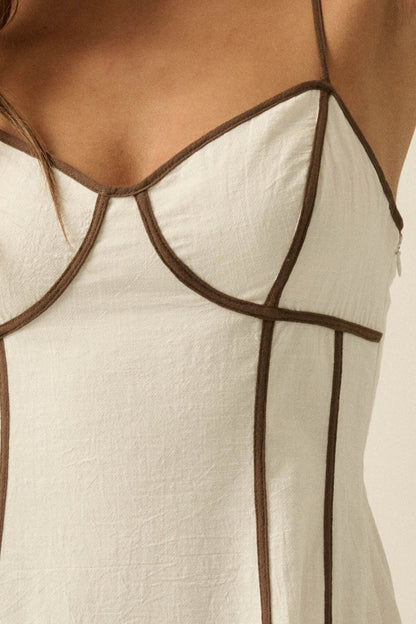 Just Breathe Cotton Piping-Trim Godet Maxi Dress