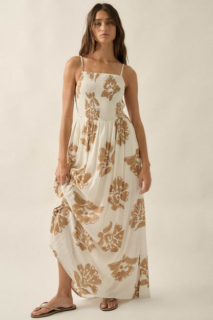Magnolia Days Floral Smocked Open-Back Maxi Dress