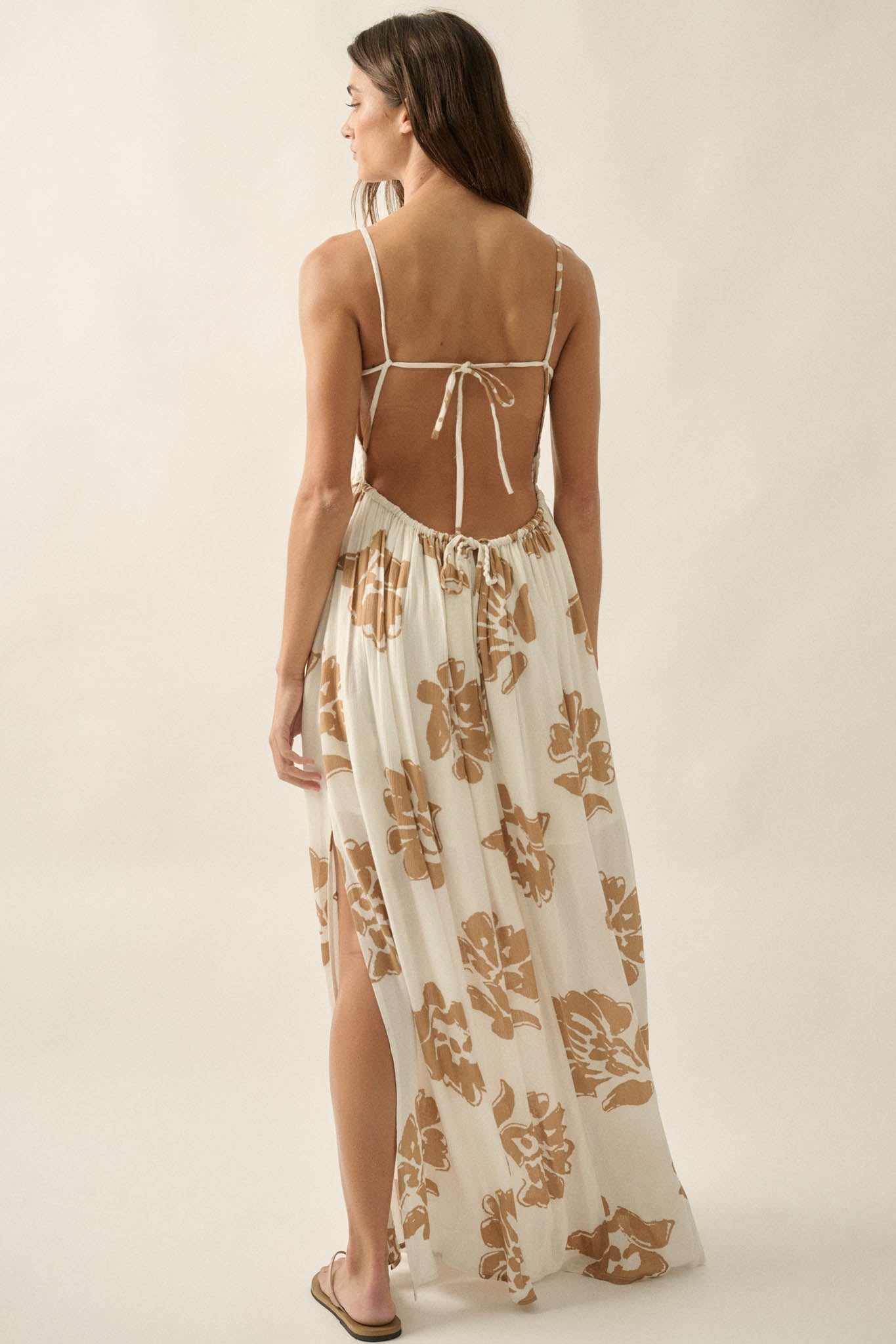 Magnolia Days Floral Smocked Open-Back Maxi Dress