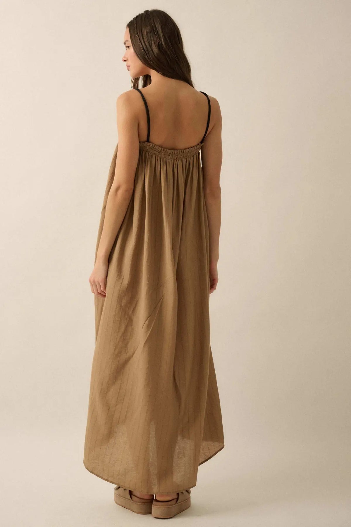 Finding Freedom Tonal-Stripe Trapeze Maxi Dress