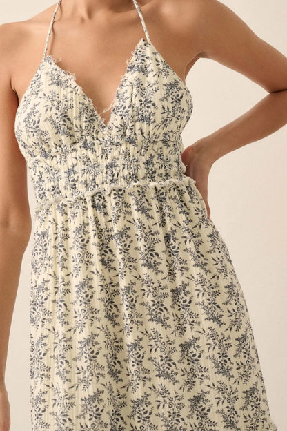 Pretty Posies Floral-Print Gauze Halter Maxi Dress