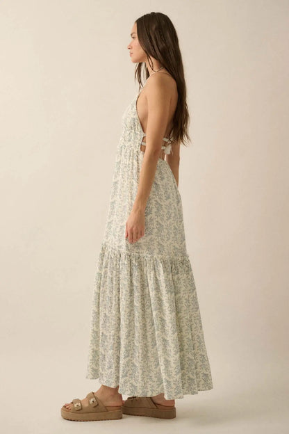 Pretty Posies Floral-Print Gauze Halter Maxi Dress