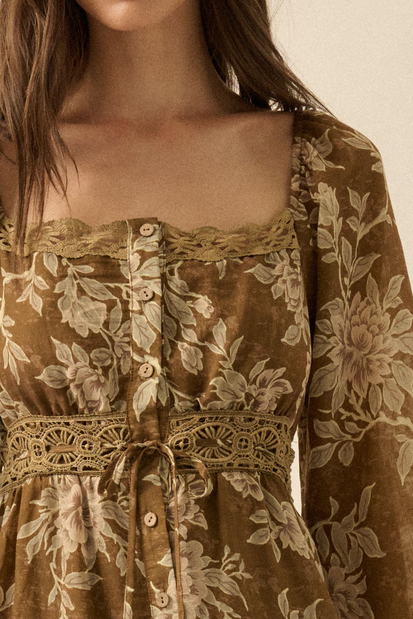 Garden Song Floral Button-Front Tiered Maxi Dress