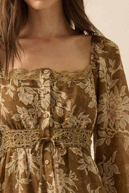 Garden Song Floral Button-Front Tiered Maxi Dress