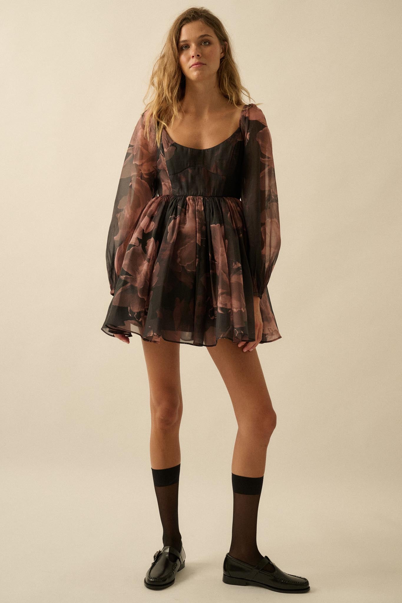 Scrumptious Bouquet Floral Organza Mini Dress