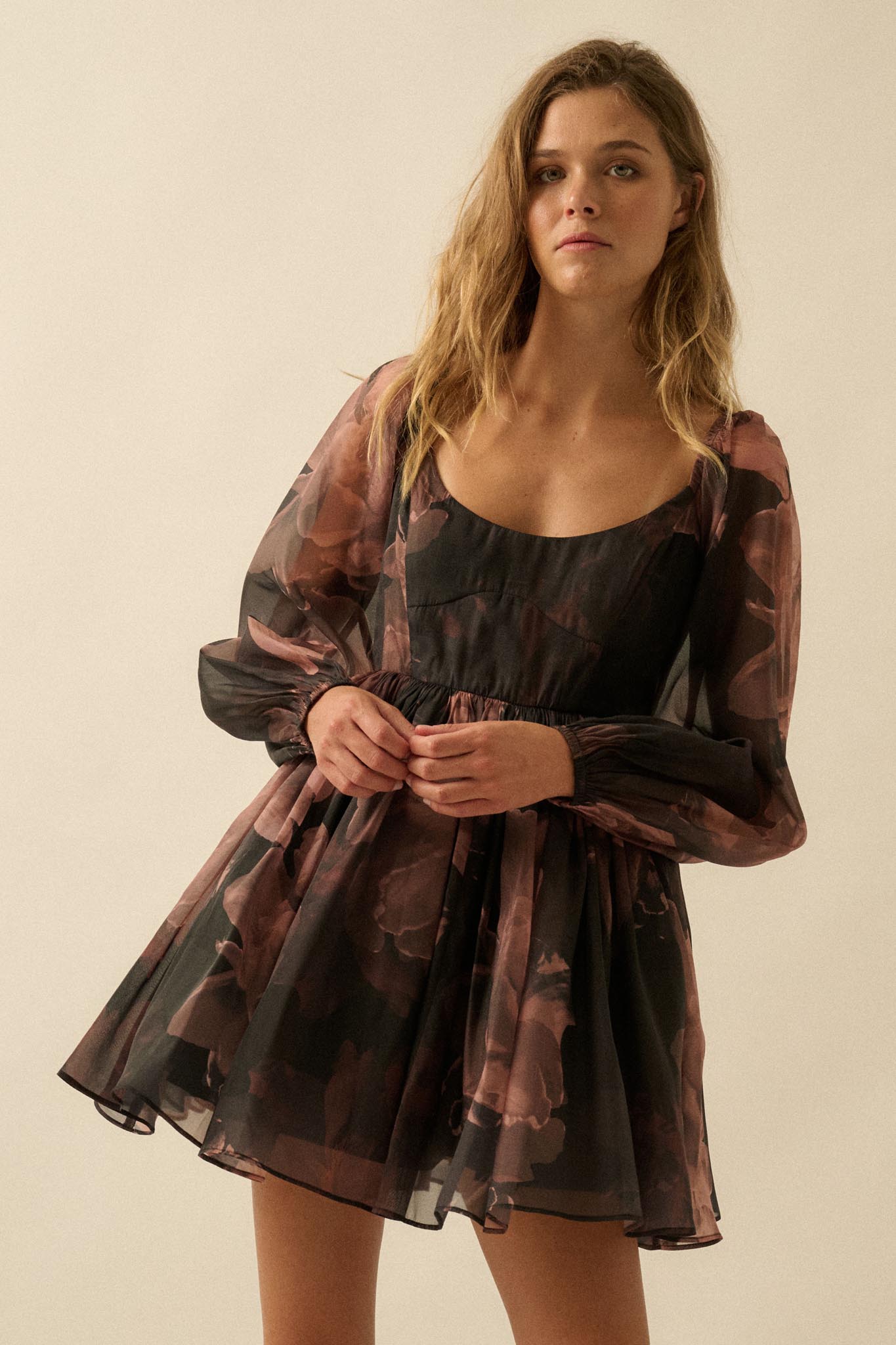 Scrumptious Bouquet Floral Organza Mini Dress