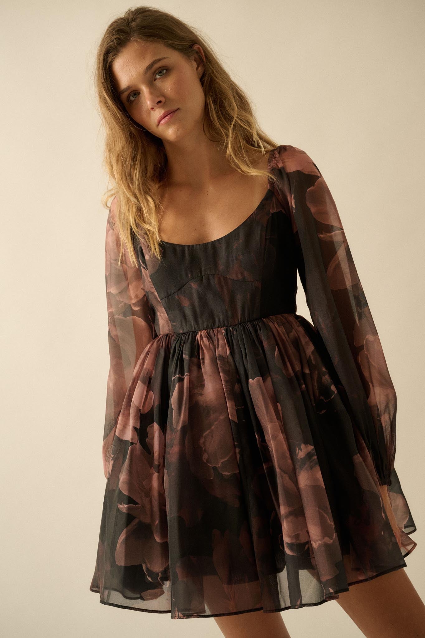 Scrumptious Bouquet Floral Organza Mini Dress