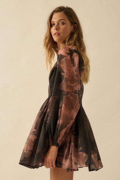 Scrumptious Bouquet Floral Organza Mini Dress