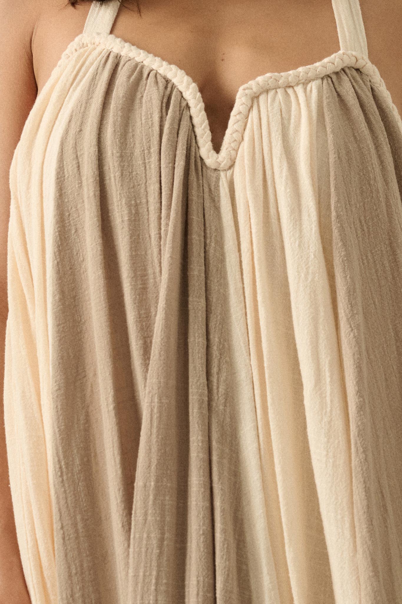Let It Flow Colorblock Gauze Halter Maxi Dress