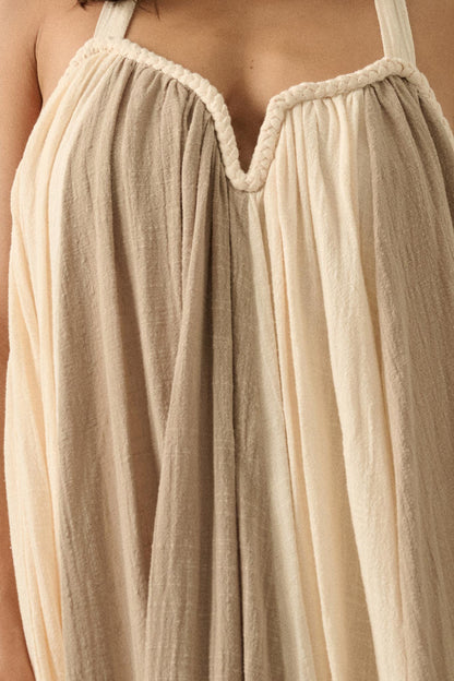 Let It Flow Colorblock Gauze Halter Maxi Dress