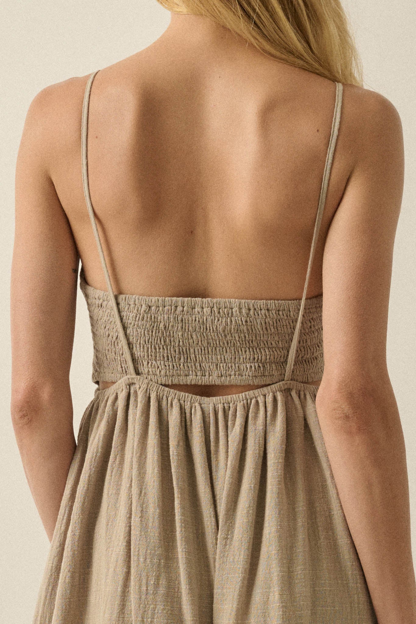 Soft Breeze Cotton Gauze Tiered Halter Maxi Dress