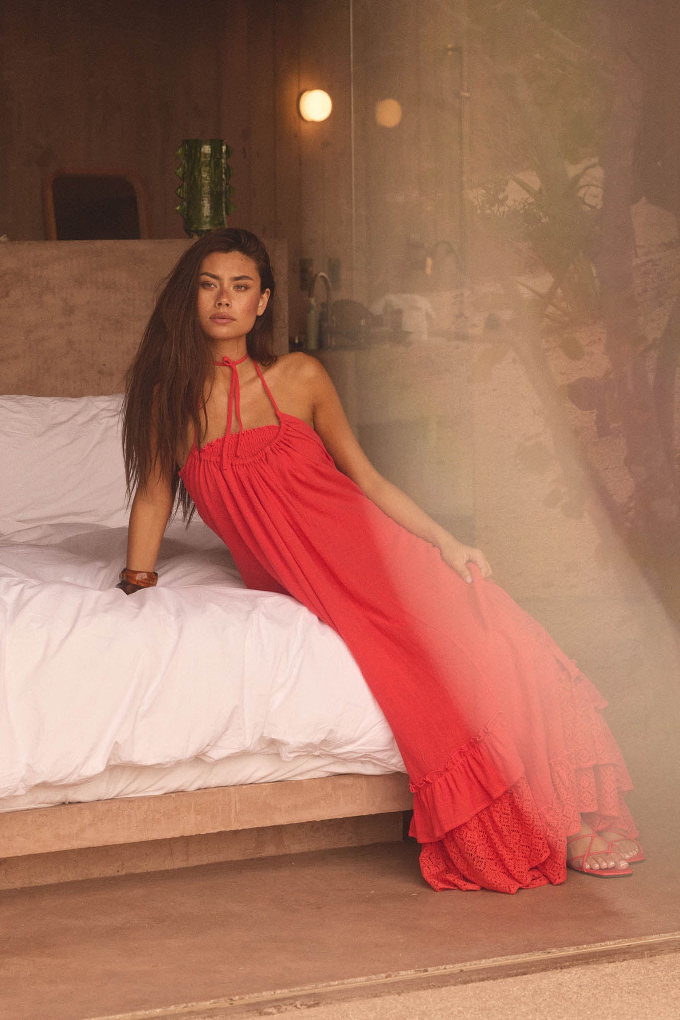 Roaming Free Cotton Gauze and Lace Maxi Dress