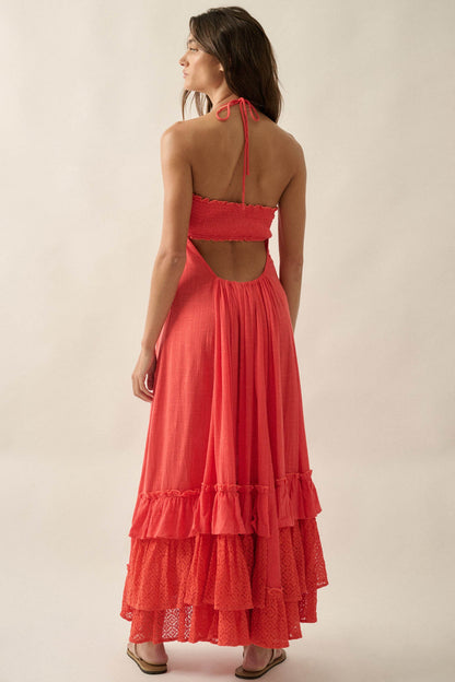 Roaming Free Cotton Gauze and Lace Maxi Dress