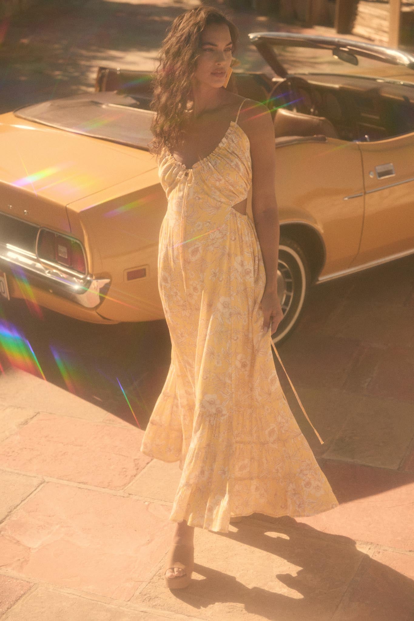 Cherished Blossoms Floral Crepe Halter Maxi Dress