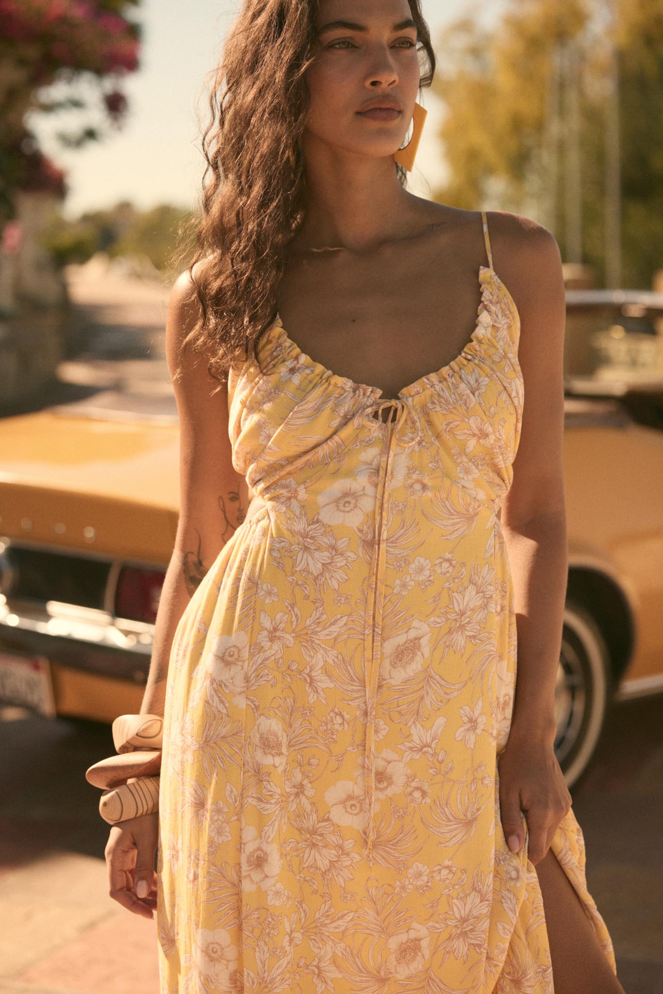 Cherished Blossoms Floral Crepe Halter Maxi Dress