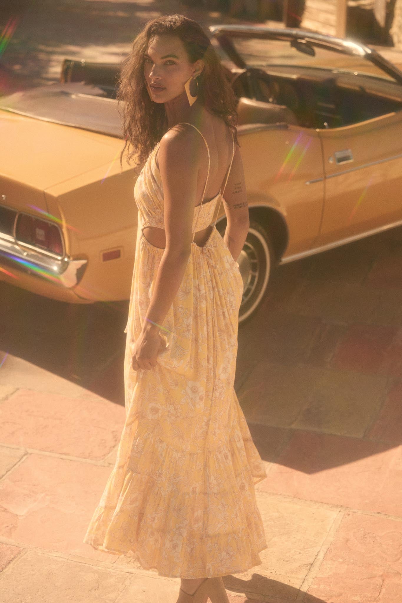 Cherished Blossoms Floral Crepe Halter Maxi Dress