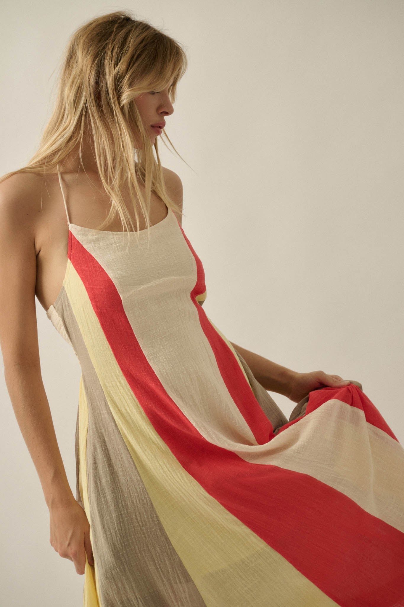 Riviera Dream Colorblock Cotton Gauze Maxi Dress