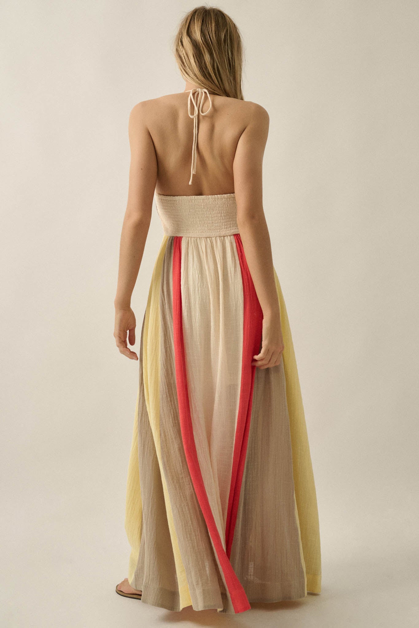 Riviera Dream Colorblock Cotton Gauze Maxi Dress