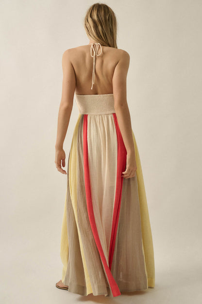 Riviera Dream Colorblock Cotton Gauze Maxi Dress