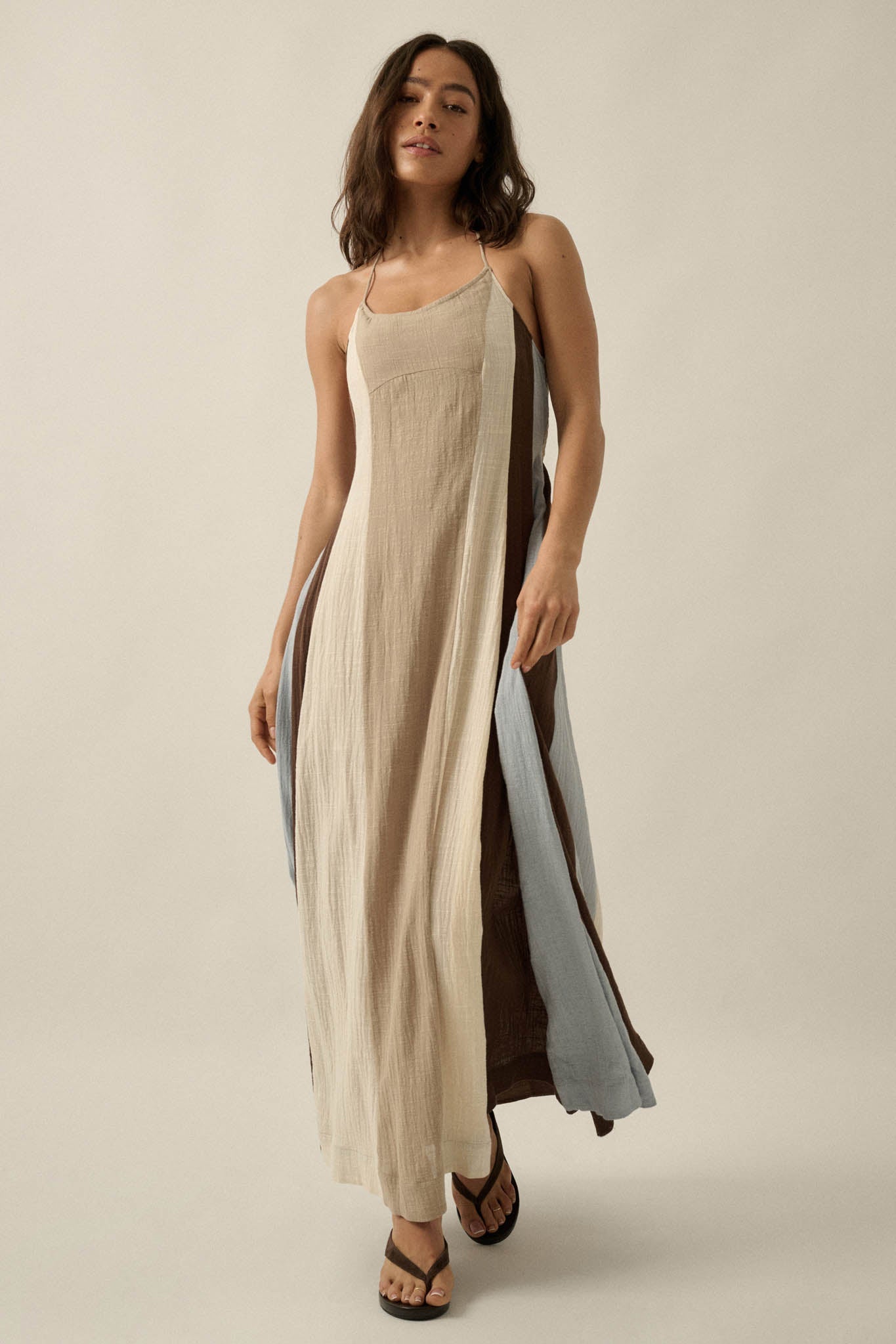 Riviera Dream Colorblock Cotton Gauze Maxi Dress