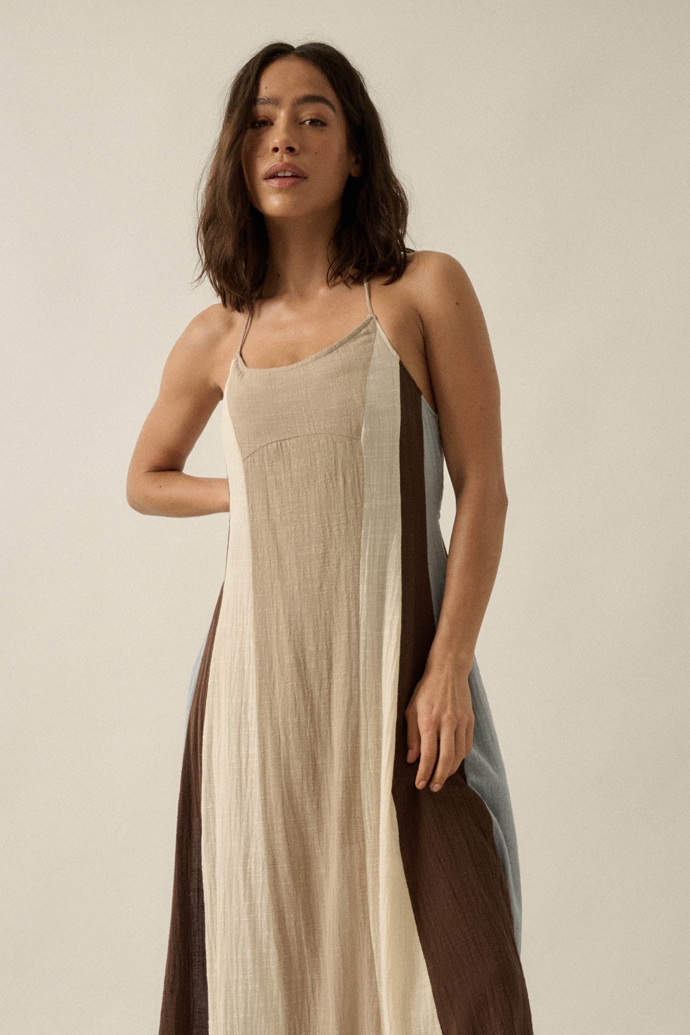 Riviera Dream Colorblock Cotton Gauze Maxi Dress