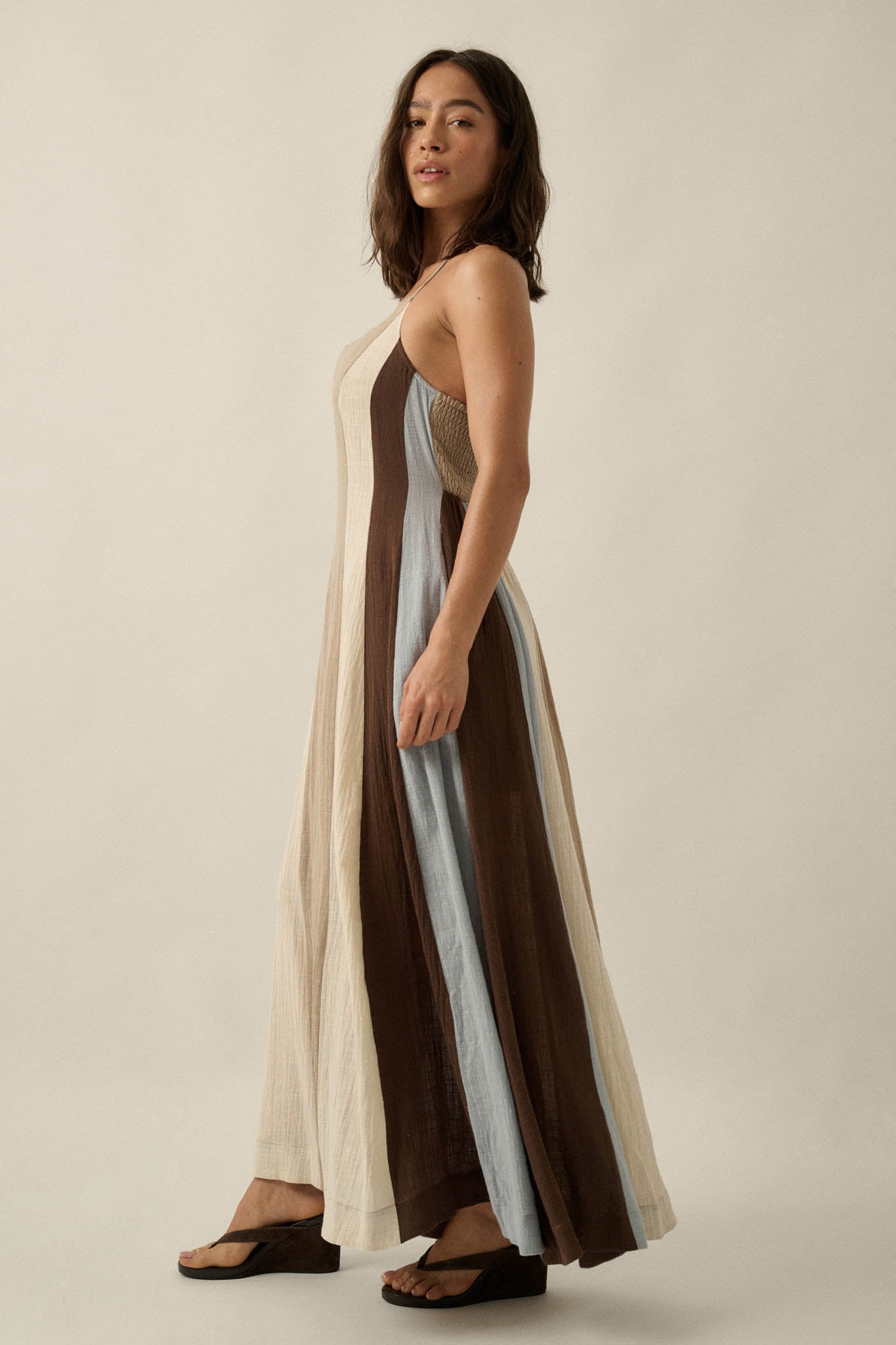 Riviera Dream Colorblock Cotton Gauze Maxi Dress