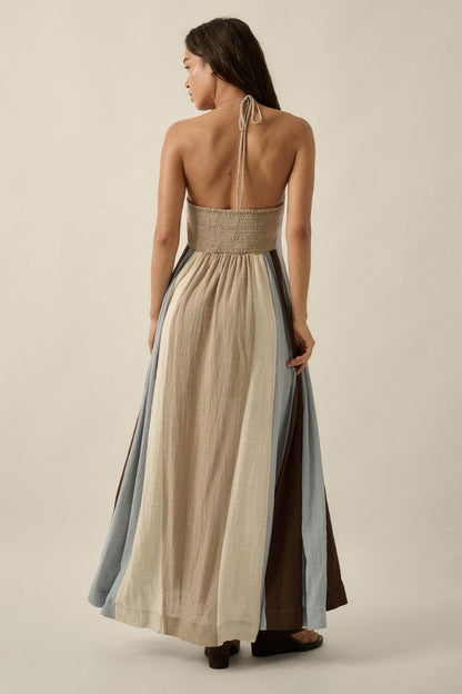 Riviera Dream Colorblock Cotton Gauze Maxi Dress