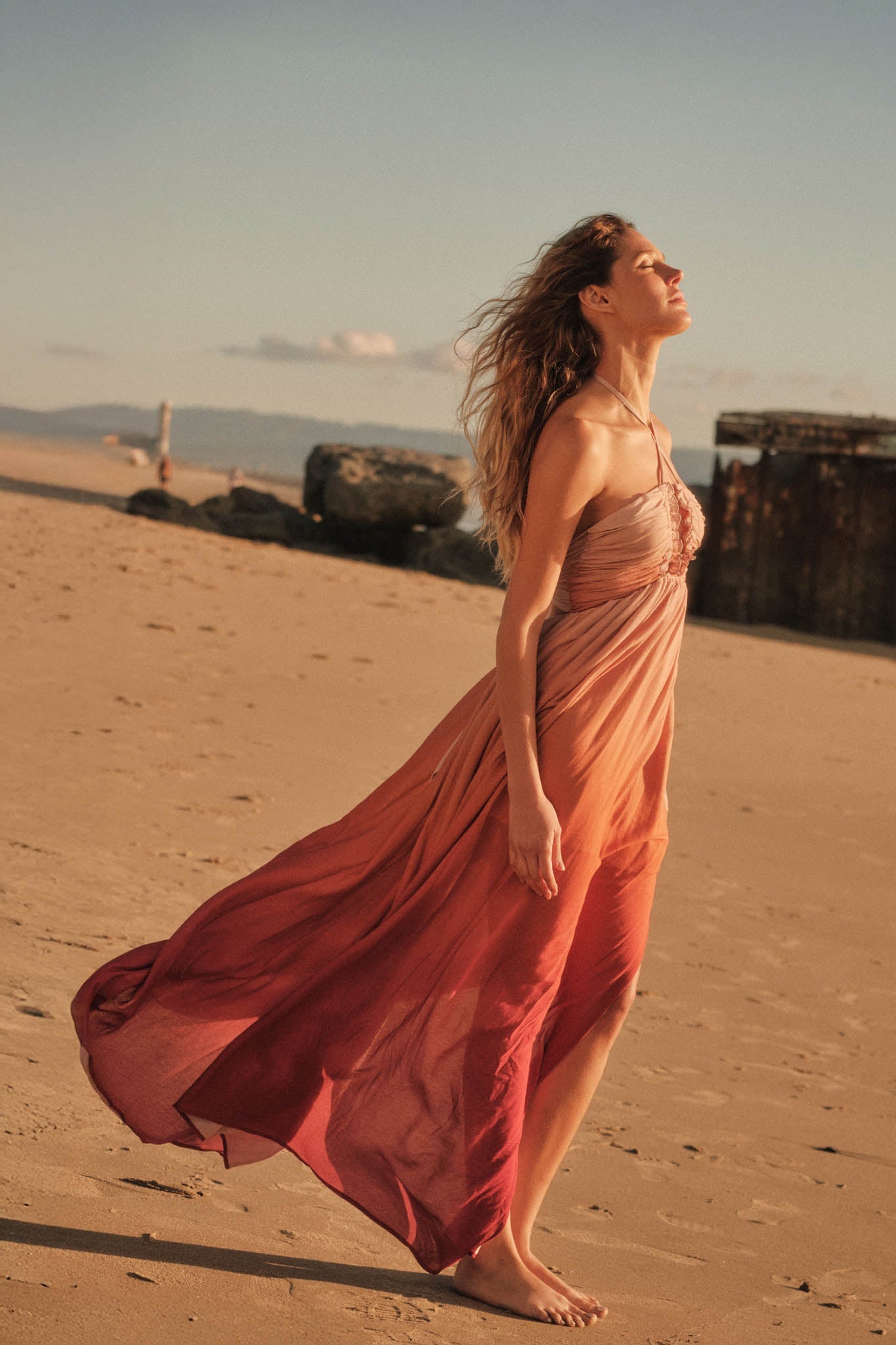 Shades of Summer Ombre Tie-Back Halter Maxi Dress