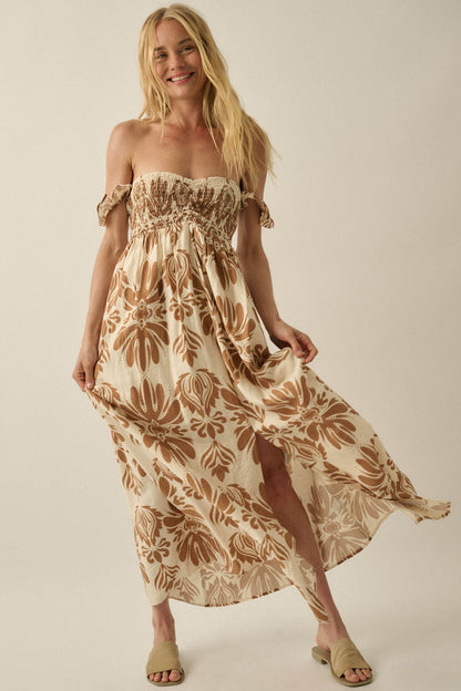 Life of Luxury Ornate-Print Off-Shoulder Maxi Dress