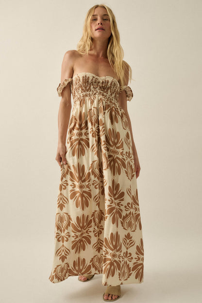 Life of Luxury Ornate-Print Off-Shoulder Maxi Dress