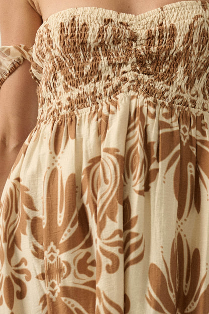 Life of Luxury Ornate-Print Off-Shoulder Maxi Dress