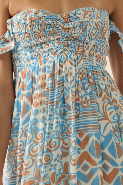 Fellow Voyager Batik-Print Off-Shoulder Maxi Dress