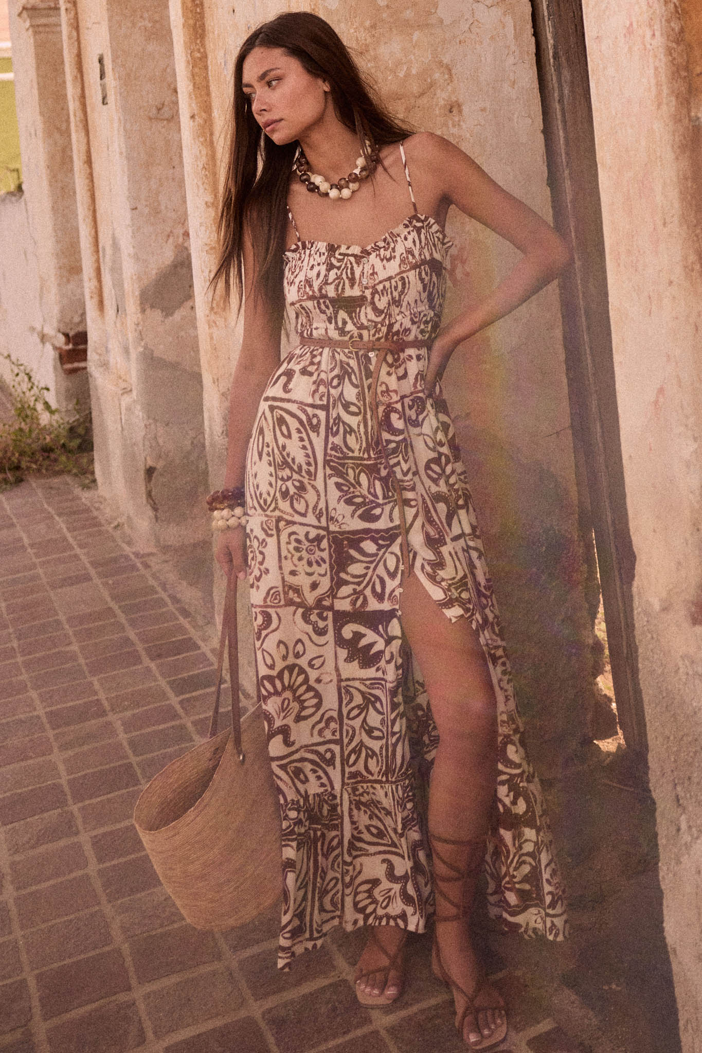 Nomad Life Abstract Floral-Print Button Maxi Dress