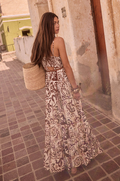 Nomad Life Abstract Floral-Print Button Maxi Dress