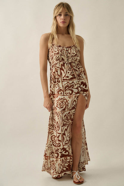 Nomad Life Abstract Floral-Print Button Maxi Dress