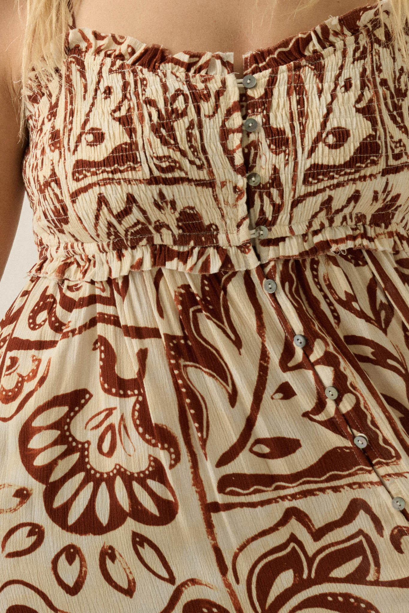 Nomad Life Abstract Floral-Print Button Maxi Dress